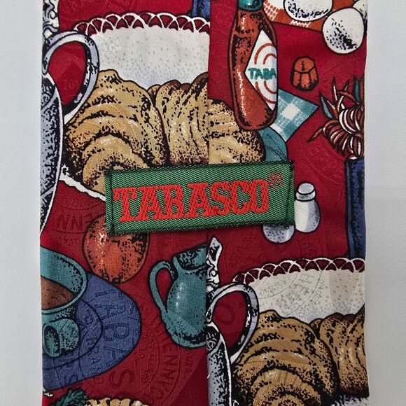 VTG Tabasco Gourmet Print Men's Silk Tie 4x58 - Picture 4 of 7